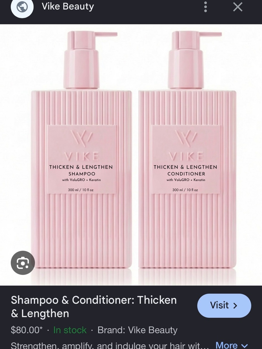 Vike Thicken & Lengthen Shampoo and Conditioner Set - Pink